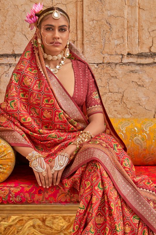 Elegant Art Silk Saree with Traditional Patola Print