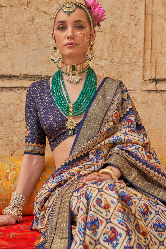 Elegant Art Silk Saree with Traditional Patola Print