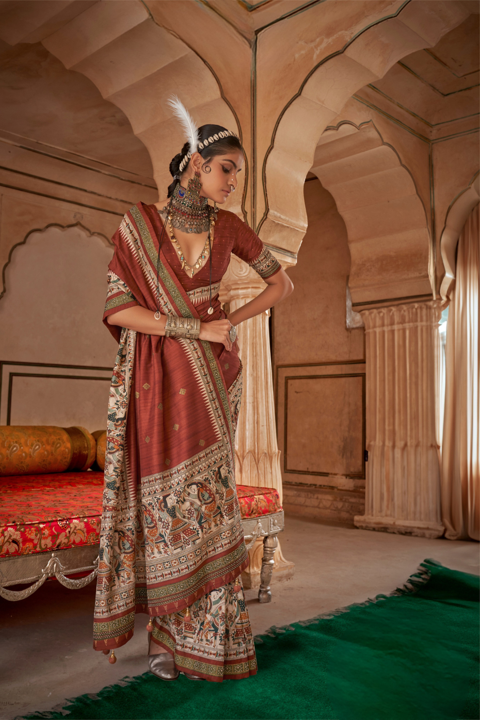 Modern Art-Inspired Digital Print Viscose Silk Saree