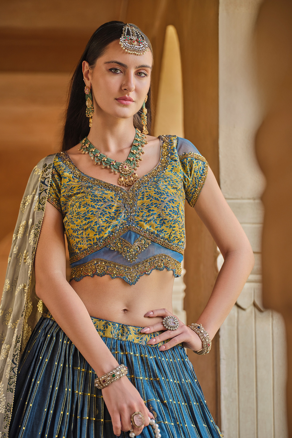 Blue Printed Silk Readymade Lehenga Choli - LaVante Fashion