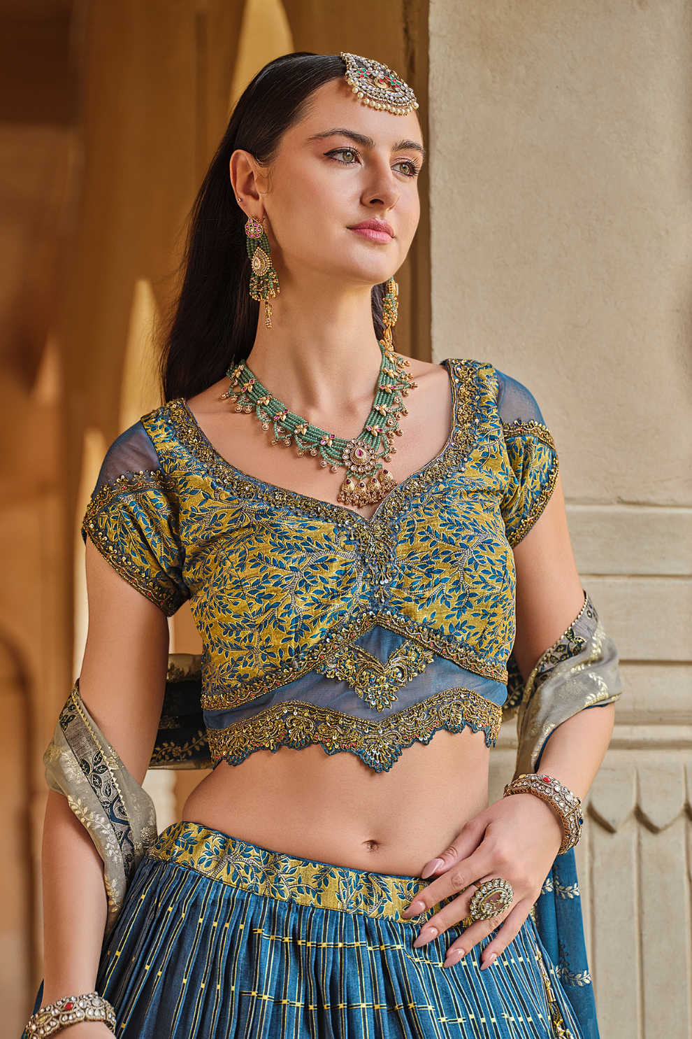 Blue Printed Silk Readymade Lehenga Choli - LaVante Fashion