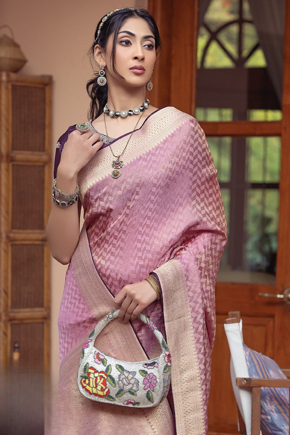 Pure Satin Saree with Hand Dyeing - LaVante Fashion
