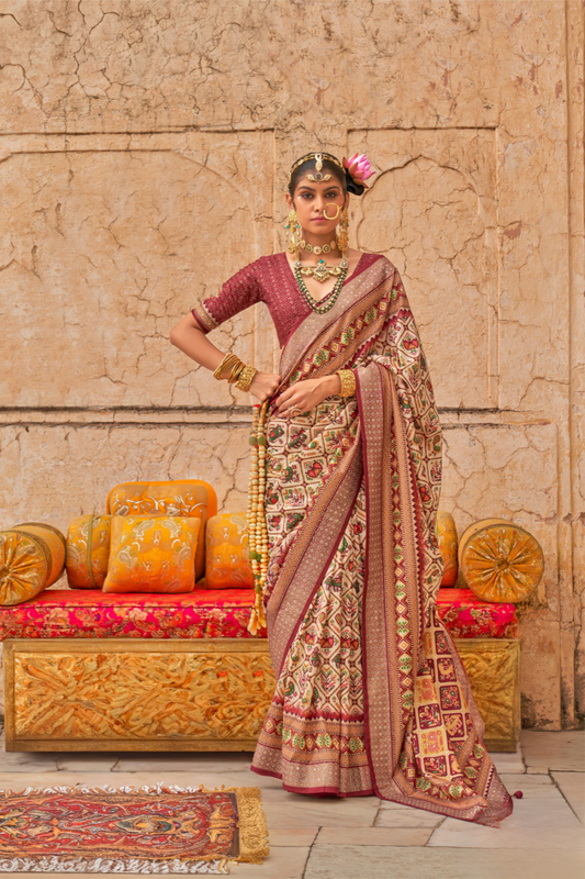 Elegant Art Silk Saree with Traditional Patola Print