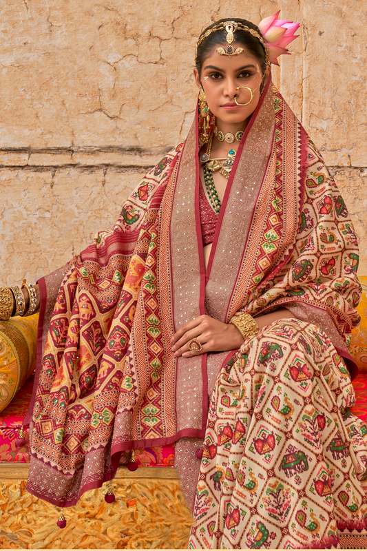 Elegant Art Silk Saree with Traditional Patola Print