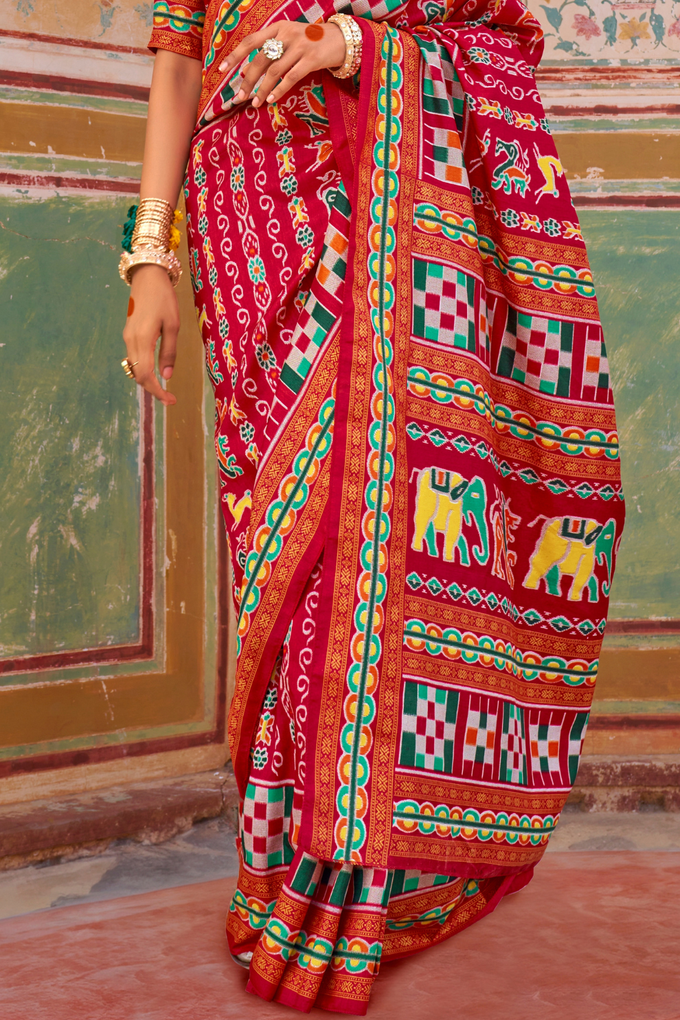 Sea Festive Wear Saree with Patola Print