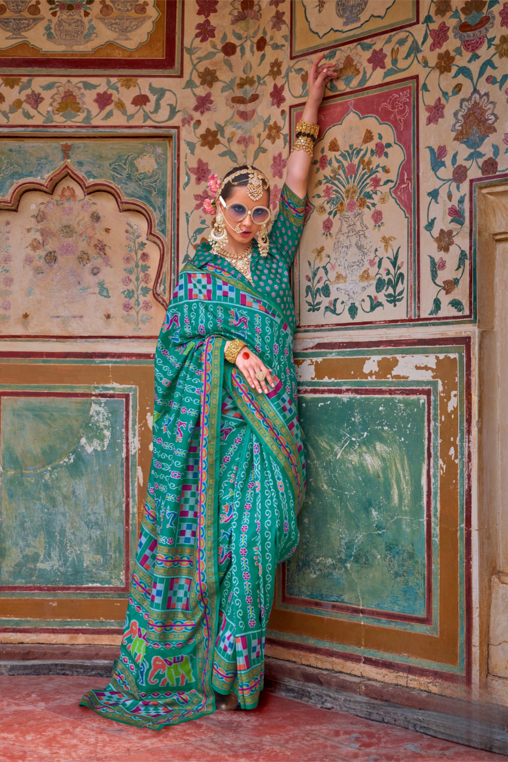 Sea Festive Wear Saree with Patola Print