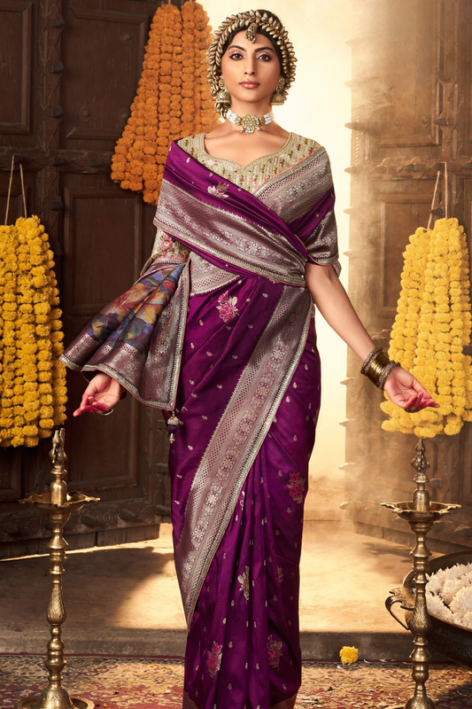 Pure Silk Weaving Saree with Fancy Fabric - LaVante Fashion