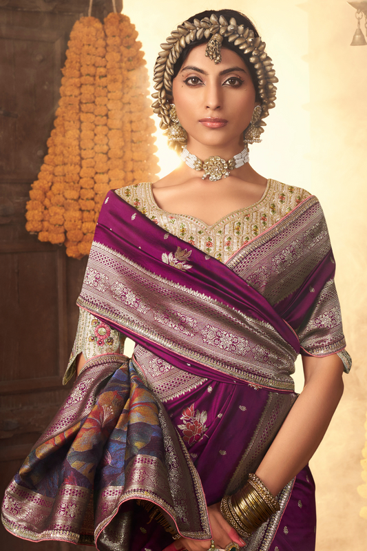 Pure Silk Weaving Saree with Fancy Fabric - LaVante Fashion