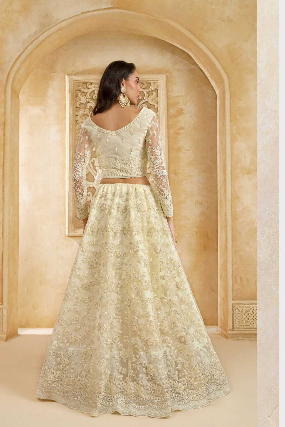 Luxury Cream Lehenga Choli In Designer Style