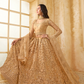 Golden Net Lehenga Choli With Thread Embroidery