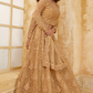 Golden Heavy Embroidered Net Lehenga Choli With Dupatta