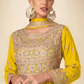 Yellow Real Chinnon Embroidered Silk Anarkali Suit