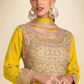 Yellow Real Chinnon Embroidered Silk Anarkali Suit