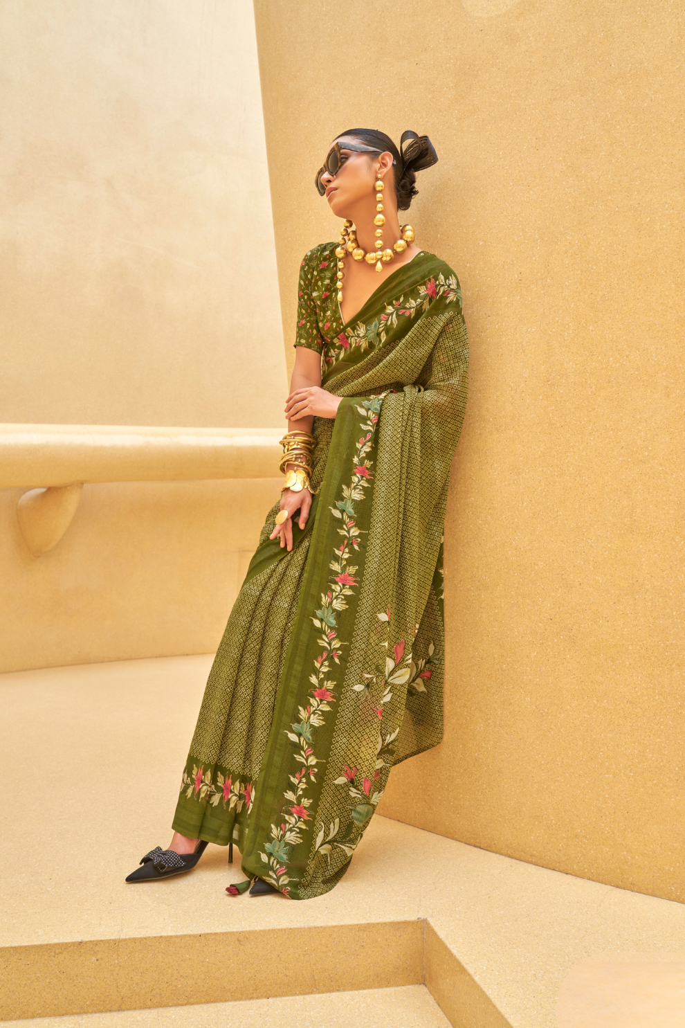 Elegant Quest Georgette Saree with Marvel Soft Finish