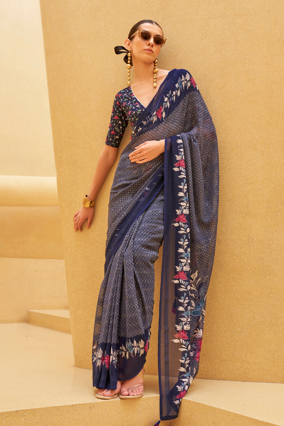 Elegant Quest Georgette Saree with Marvel Soft Finish