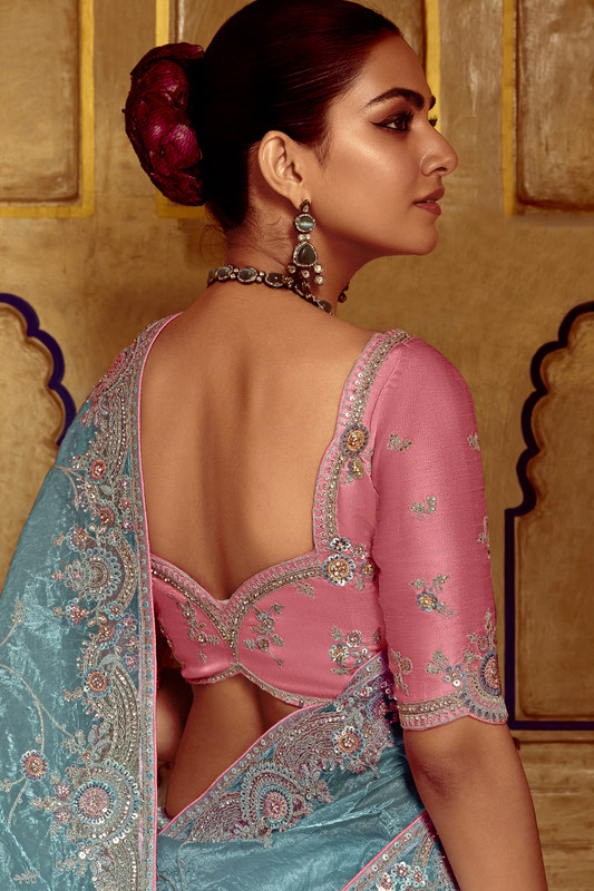 Elegant Lightweight Tissue Silk Saree for Festive and Party Wear