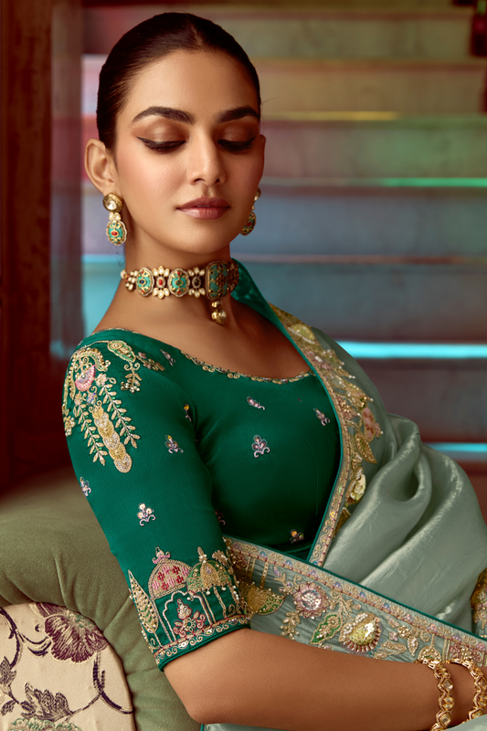 Elegant Lightweight Tissue Silk Saree for Festive and Party Wear