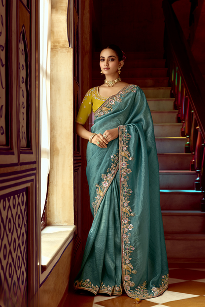 Elegant Lightweight Tissue Silk Saree for Festive and Party Wear