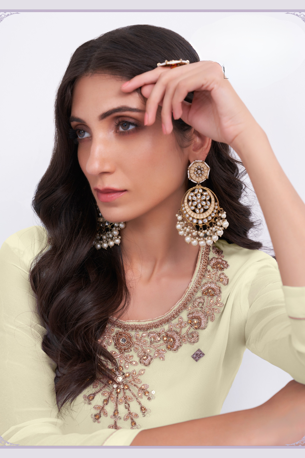 Elegant Peach Thread Embroidered Sharara Suit in Georgette