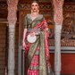 Designer Mercerized Silk Saree with Ajrakh-Batik Fusion and Golden Print