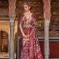 Designer Mercerized Silk Saree with Ajrakh-Batik Fusion and Golden Print