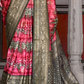 Designer Mercerized Silk Saree with Ajrakh-Batik Fusion and Golden Print