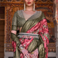 Designer Mercerized Silk Saree with Ajrakh-Batik Fusion and Golden Print