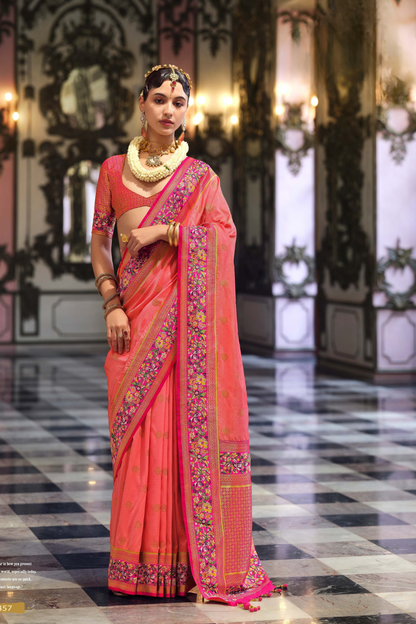 Super Banarasi P.V. Silk Saree with Jacquard Weaving Butti Work