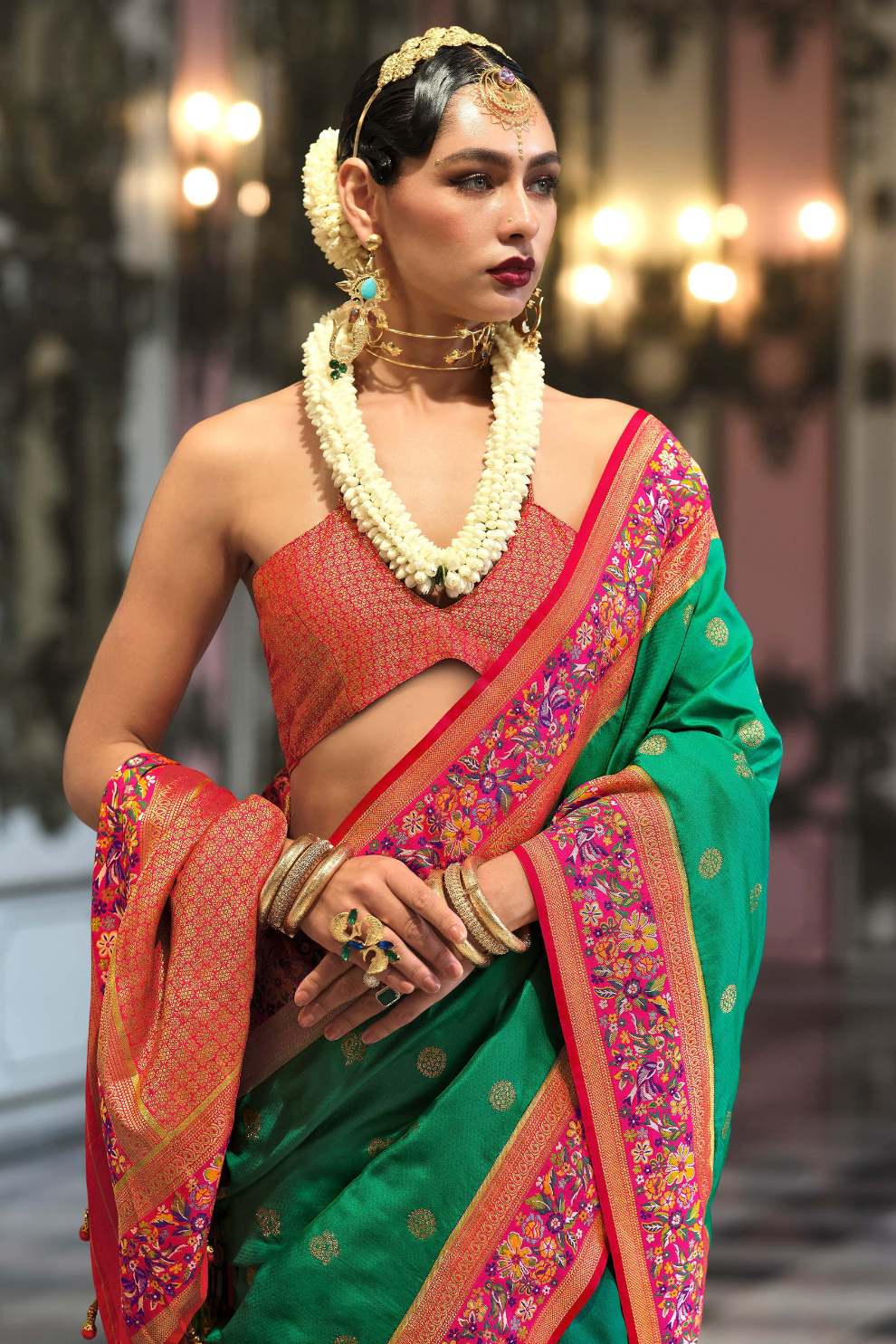 Super Banarasi P.V. Silk Saree with Jacquard Weaving Butti Work