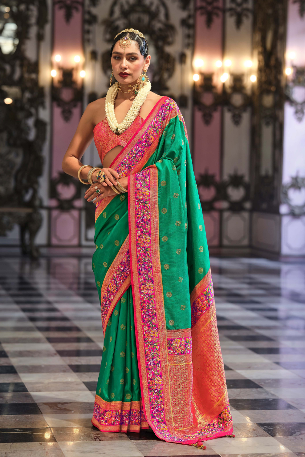 Super Banarasi P.V. Silk Saree with Jacquard Weaving Butti Work