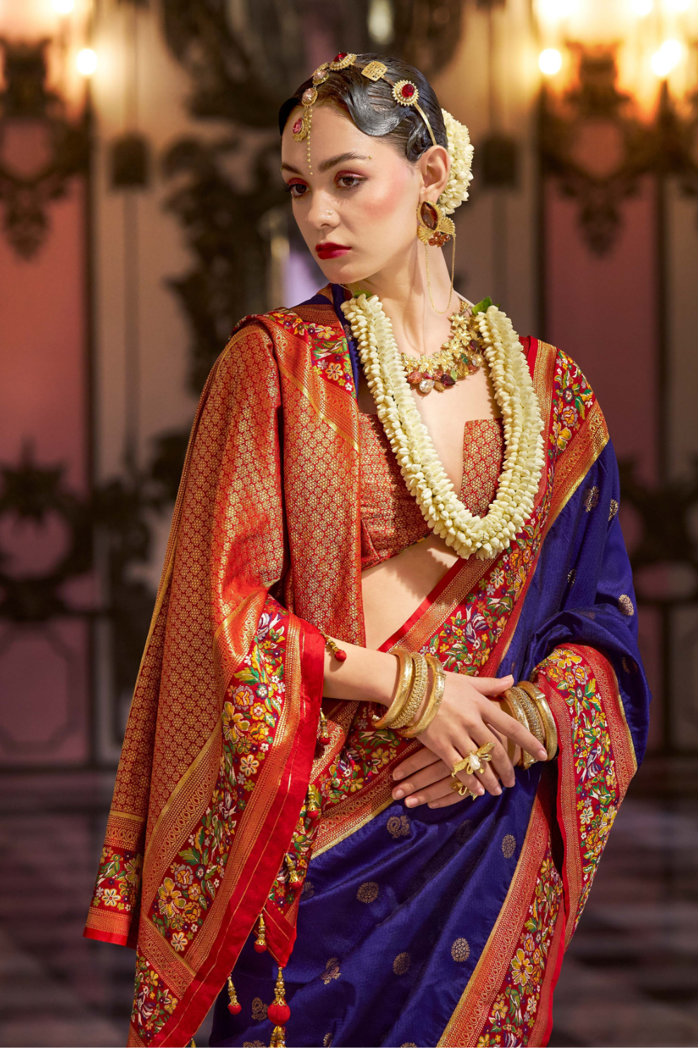 Super Banarasi P.V. Silk Saree with Jacquard Weaving Butti Work