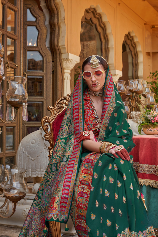 Soft Silk Banarasi Saree with Butta & Pashmina Print