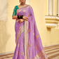 Banarasi Silk Saree with Elegant Contrast Blouse Design