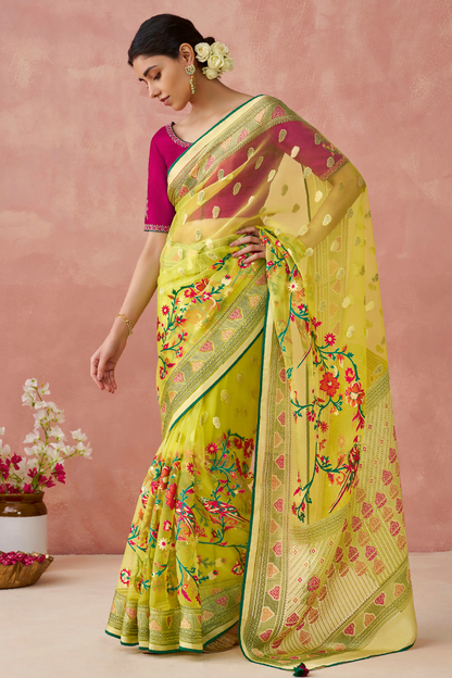 Brasso Teal Printed Saree for Elegant Festive Wear