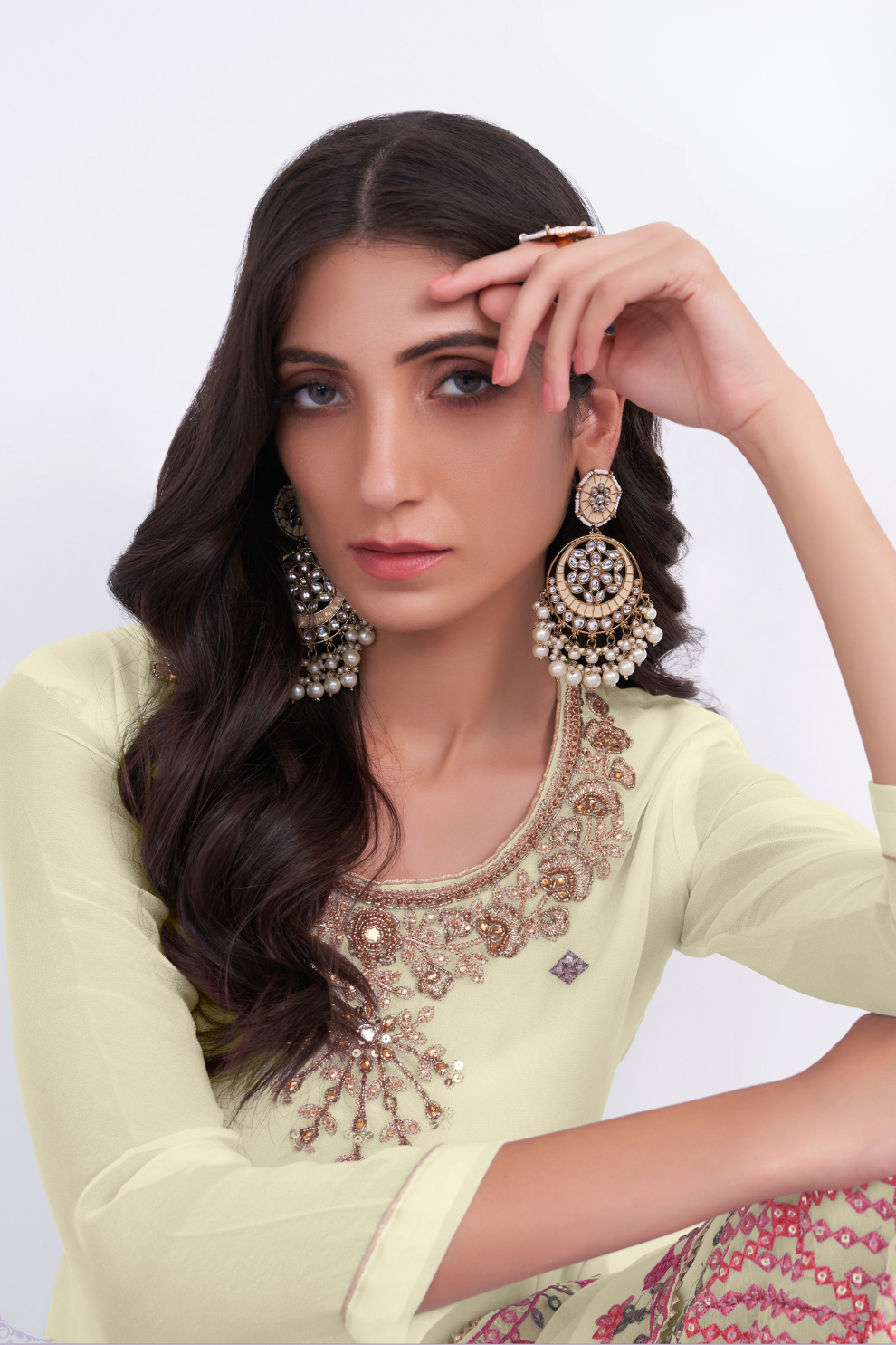 Graceful Khatli Work Sharara Suit in Georgette