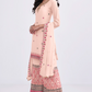Elegant Peach Thread Embroidered Sharara Suit in Georgette