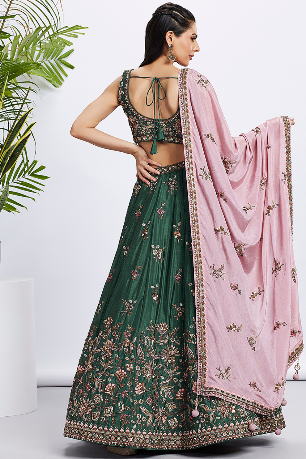 Designer Chiffon Lehenga Choli With Embroidery & Dupatta