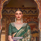 Designer Mercerized Silk Saree with Ajrakh-Batik Fusion and Golden Print