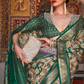 Designer Mercerized Silk Saree with Ajrakh-Batik Fusion and Golden Print