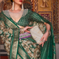 Designer Mercerized Silk Saree with Ajrakh-Batik Fusion and Golden Print