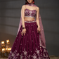Pure Chiffon Sequins Embroidery Lehenga Choli Dupatta