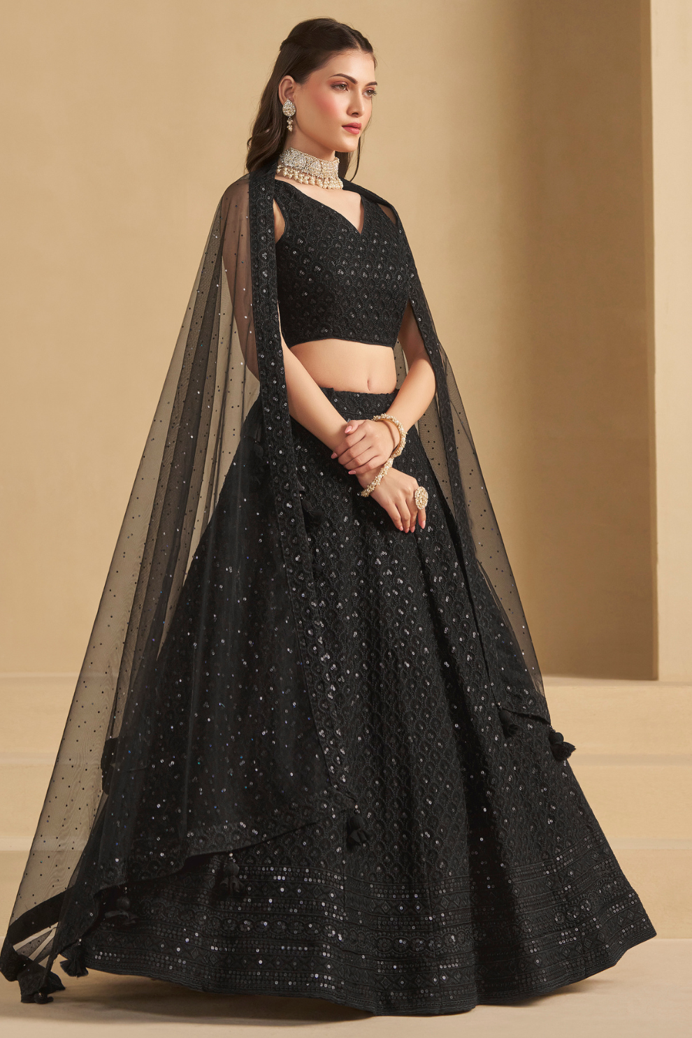 Captivating Thread Work Georgette Party Wear Lehenga Choli