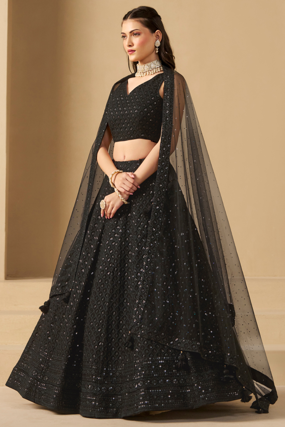 Captivating Thread Work Georgette Party Wear Lehenga Choli