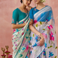 Brasso Teal Printed Saree for Elegant Festive Wear