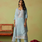 Traditional Indian Style Sky Blue Pant Suit with Embroidery