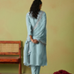 Traditional Indian Style Sky Blue Pant Suit with Embroidery