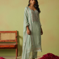 Pista Green Organza Eid Pant Suit Featuring Khatli Embroidery