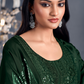 Green Russian Silk Designer Salwar Suit with Tonal Embroidery Elegance