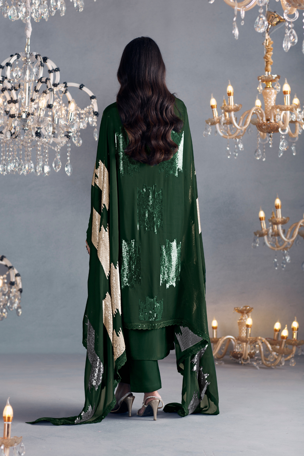 Green Russian Silk Designer Salwar Suit with Tonal Embroidery Elegance