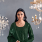 Green Russian Silk Designer Salwar Suit with Tonal Embroidery Elegance